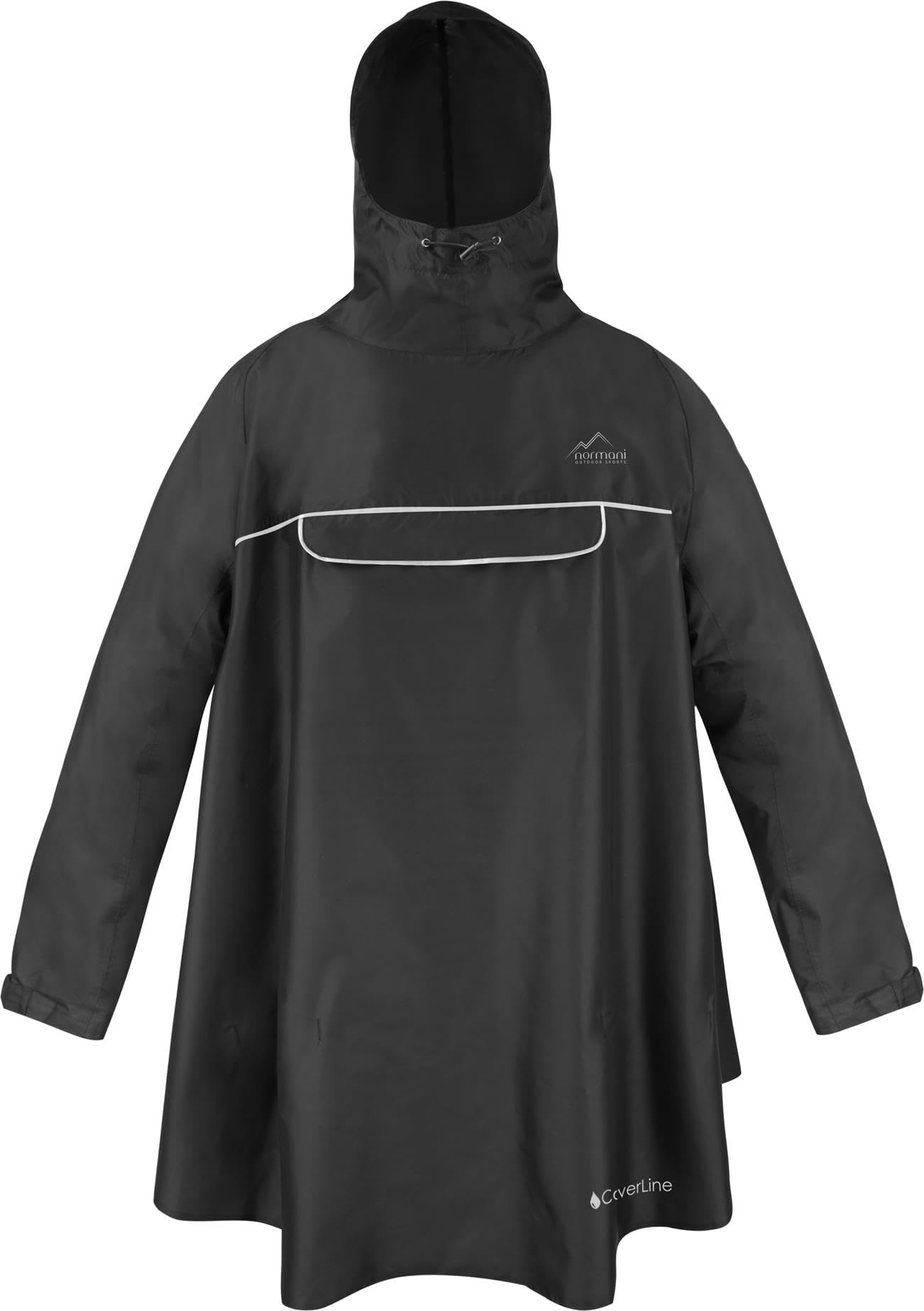 normani Regenponcho mit Ärmeln und Brusttasche für Damen und Herren (S-3XL) -YKK Brusttasche und 3M™ Scotchlite™ Reflektor