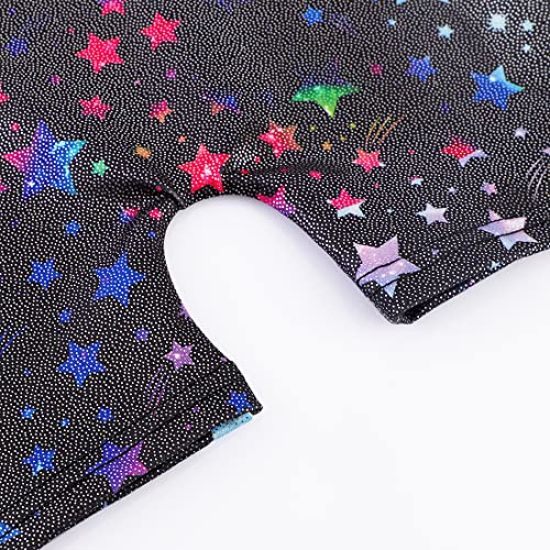 Image of EQSJIU Gymnastics Leotards for Girls Kids Rainbow Mosaic Mermaid Butterfly Stars Leopard Galaxy Tie Dye Cosmos Leopard
