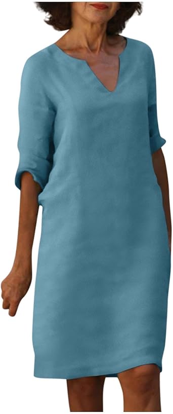 OIOLOYJM Plus Size Summer Dresses for Women 2025 Plus Size Dresses for Curvy Women 3/4 Sleeve Casual Boho Kaftan Dresses
