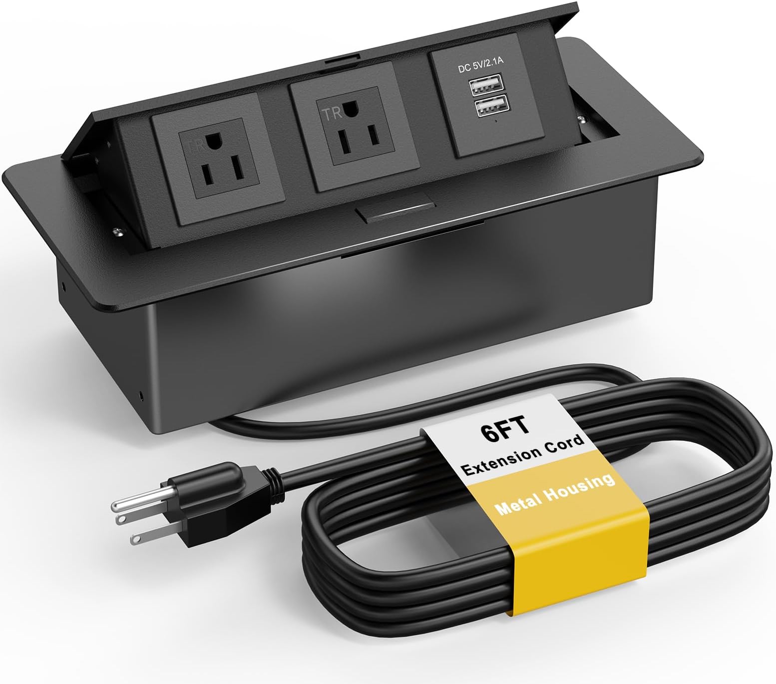 Kungfuking Conference Table Outlet 2 USB-A, 2 AC Outlets, Metal Housing