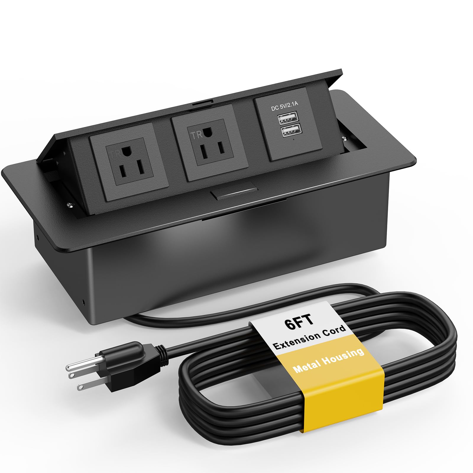 Kungfuking Conference Table Outlet 2 USB-A, 2 AC Outlets, Metal Housing