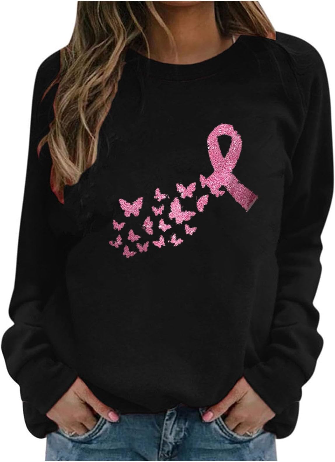 Survivor Hope Love Shirt, Women Breast Cancer Sweatshirt, Pink October Gift, Long Sleeve Crewneck Graphic Sweatshirts
