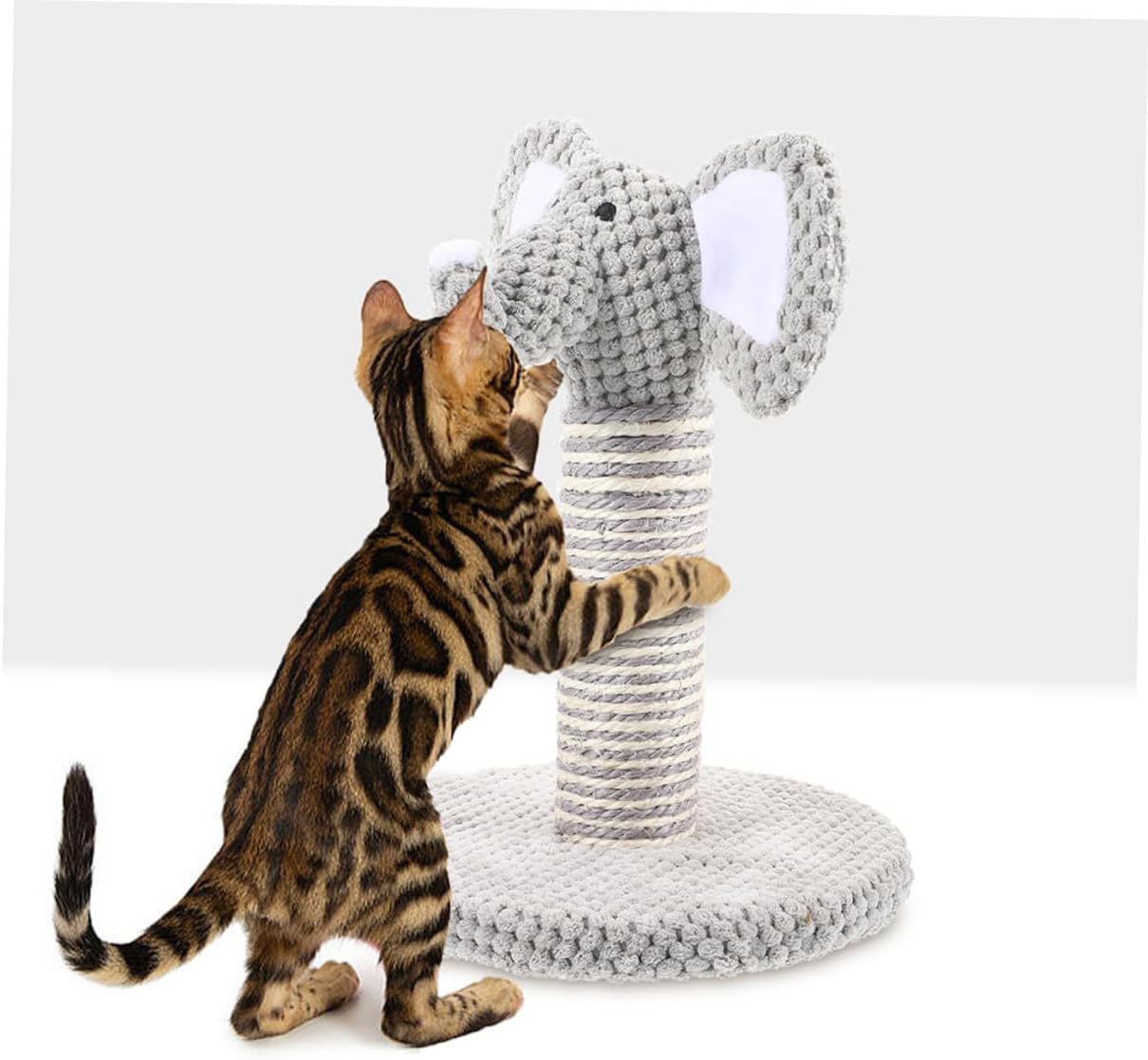 2pcs Cat Scratching Post and Climbing Pole Set, Reusable Sisal Kitten Scratcher, Small Elephant and Zebra Design for Indoor Cats