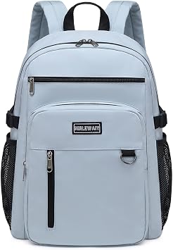 Lohol Lightweight Backpack for Teen Girls Boys, Durable Bookbag with 7 Pockets for School Travel Blue