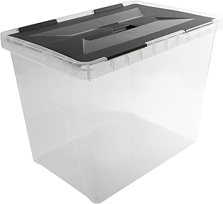 Sunware Onyx Aufbewahrungsbox 40L - 49,4x32,3x36,3cm - transparent Kunststoff mit Deckel stapelbar - aufbewahrungsbox mit deckel groß - Storage boxes with lids