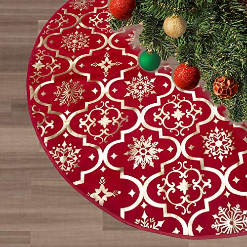 Wlflash Wlflash Christmas Tree Skirt 48 Inches Large With Free Stocking Xmas Tree Skirts With Snowy Pattern For Christmas Tree Decorations #TOP2