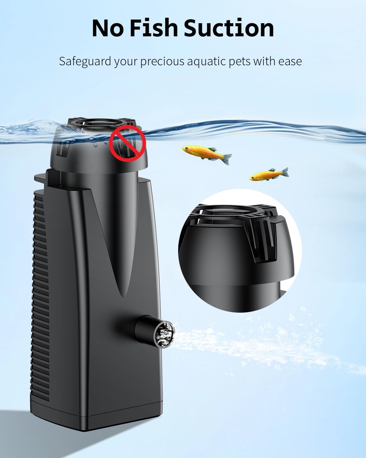 Pawfly 300 L/H 4W Aquarium Skimmer für Aquarien bis zu 350 L, Fischbecken Oberflächenabsauger, Aquarium Filter mit Bio-Schwamm und Saugnäpfen, Aquarien Oberflächenskimmer, Ölfilm-Entferner