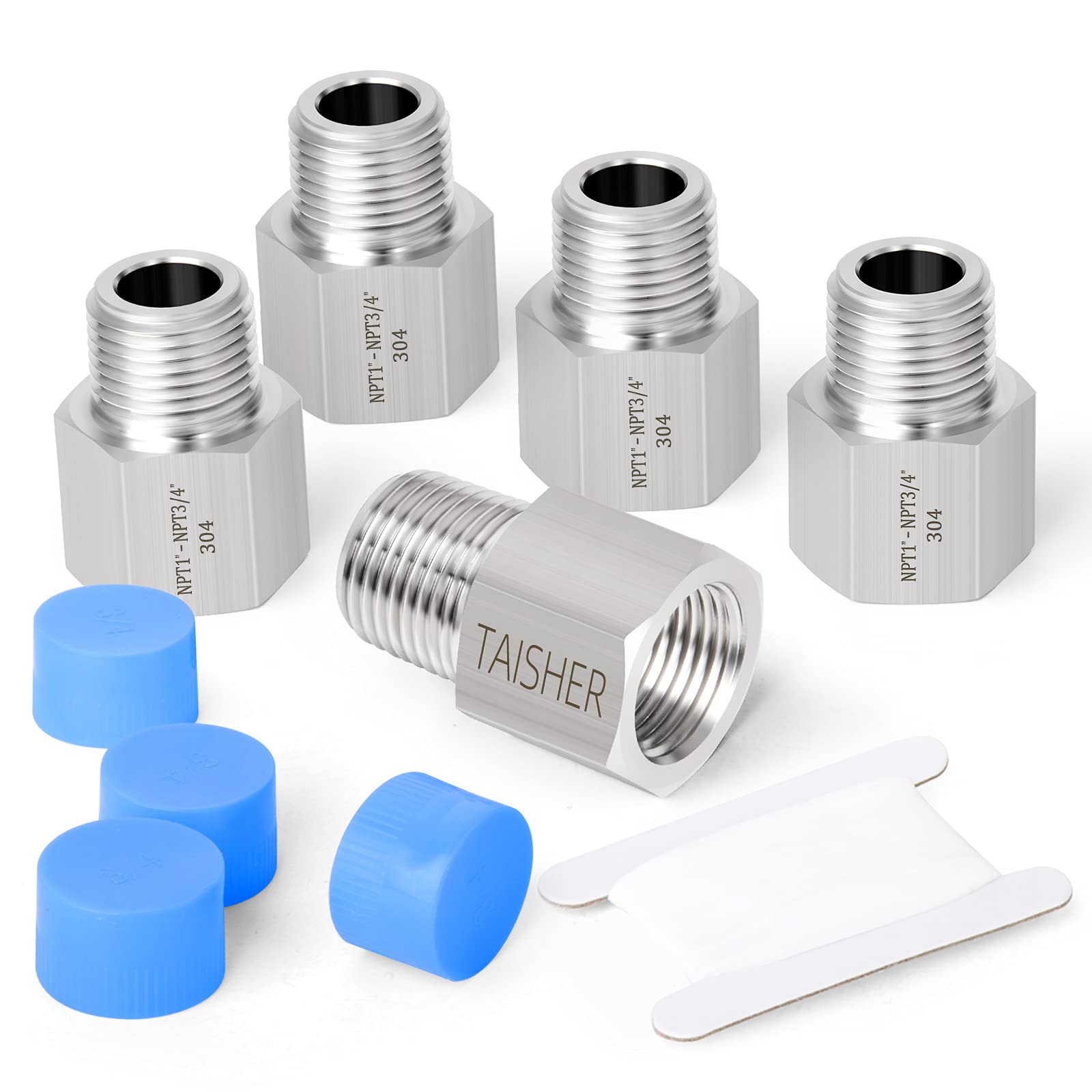 TAISHER 5-Pack Stainless Steel Pipe Fitting – 1/4" Male To 1/2" Female NPT Reducer Adapter - View #9