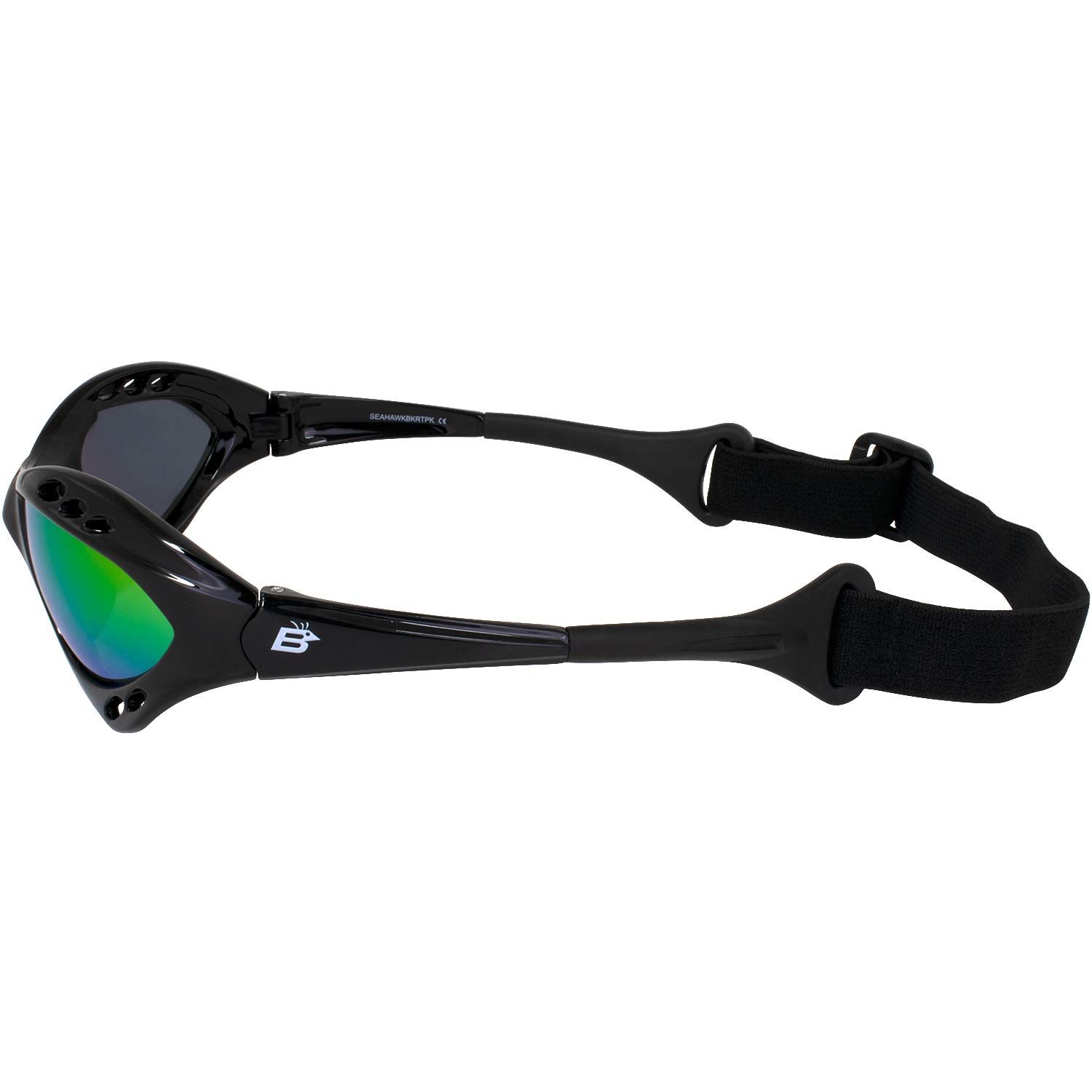Birdz Seahawk, 3 paia di occhiali da sole polarizzati imbottiti, con cinghia, per sport acquatici, surf, kayak, jetski, montatura nera, lenti a specchio blu, rosa e viola