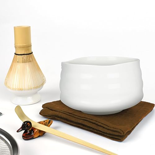 Miniatura 3 de Artcome Kit de ceremonia de matcha para ceremonia de té japonesa, cuenco tradicional de matcha, batidor, cuchara de té, colador de polvo matcha,
