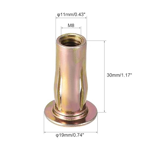 Miniatura 7 de Vástago preabombado, 25 piezas M8 Multi-Grip Tuerca remachadora de acero al carbono chapado en zinc tuerca de inserción roscada de cabeza plana