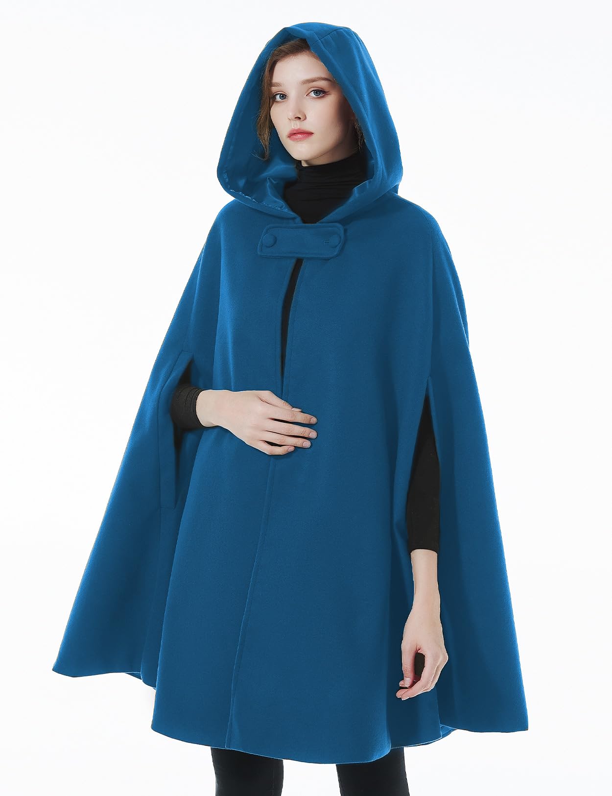 BEAUTELICATE Cape à Capuche Longue de Femme Mariage Mariée Manteau Poncho Courte Laine Chaude de Hiver Costume de Noël Halloween Médiévale Carnaval Deguisement