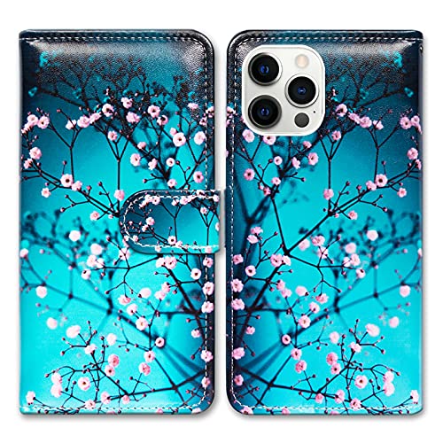 Bcov Iphone 13 Pro Max Case, Plum Blossom Flower Leather Flip Phone Case Wallet Cover With Card Slot Holder Kickstand For Iphone 13 Pro Max #TOP26