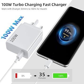 100W USB Plug Turbo Charger for Xiaomi 17 Pro Max 15 14 Ultra