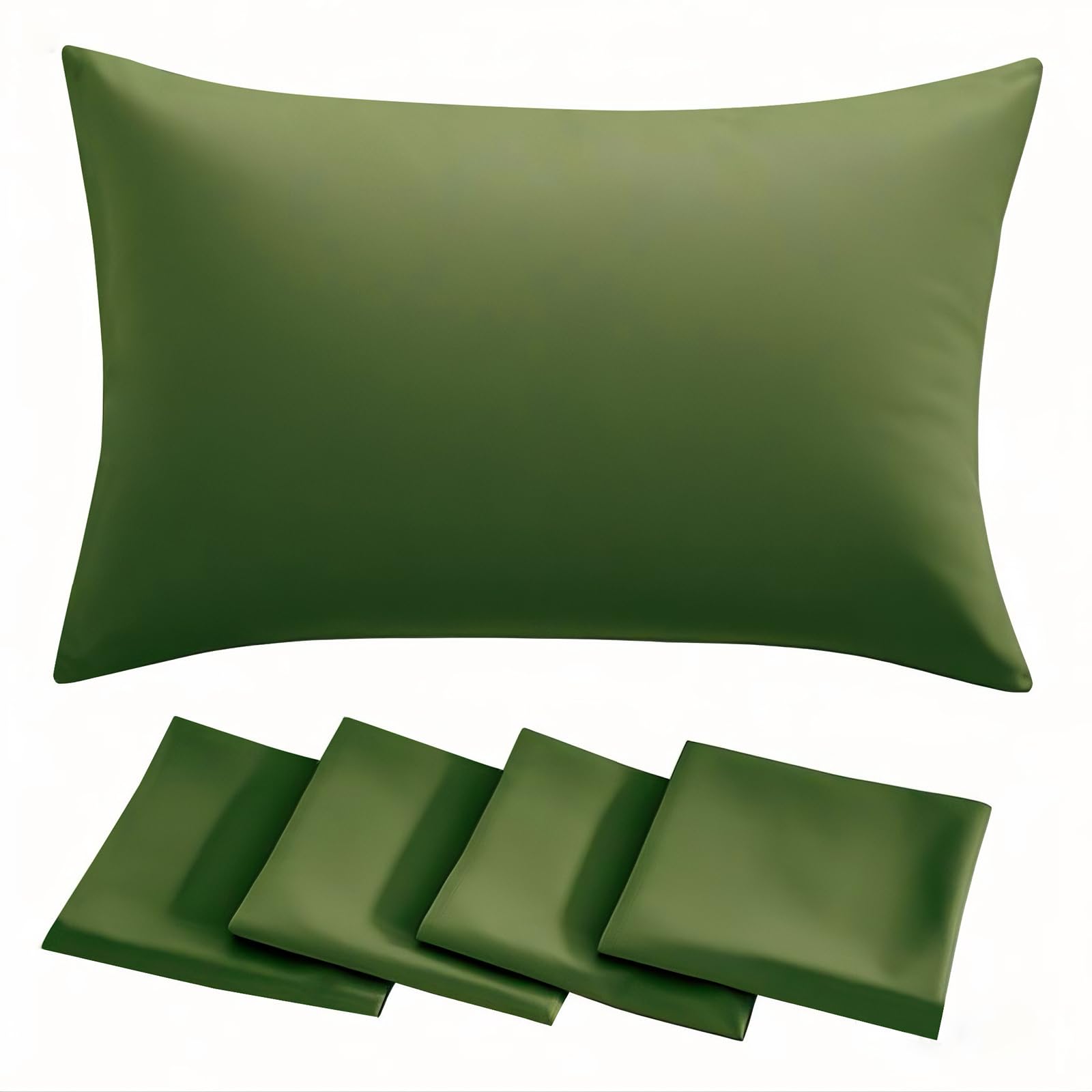 RUIKASI Green Pillow Cases 4 Pack - Olive Green Plain Pillowcases with Envelope Closure Breathable Premium Brushed Microfiber Set of 4 Pillow Covers Standard 50x75 cm โ image 1