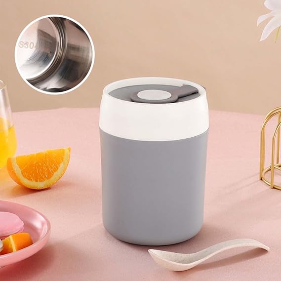 Vacuum Insulated Food Container | 500ml Stainless Steel Double Walled Soup Flask Food Flask, Leakproof Food Jar Keeps Cold Or Hot for 7-12 Hours with Spoon