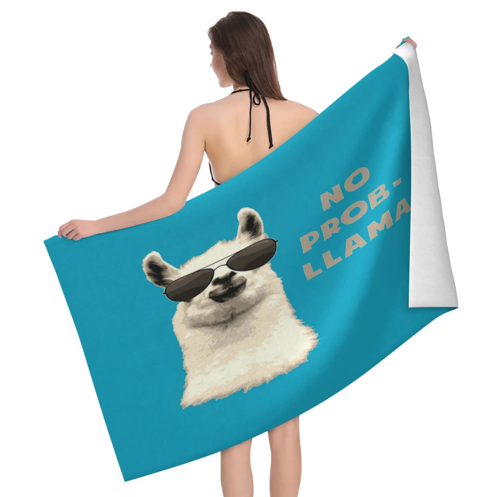Lawenp No Problem Llama 1 Beach Towel, Lightweight Sand Free Quick Dry Microfiber Absorbent Bath Towel for Kids, Adults, Swimming, Bath, Yoga, Pool, Travel, Camping 32"X52"