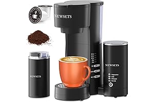 NEWESTS 4 In 1 K-Cup Coffee Maker with Milk Frother and Coffee Grinder
