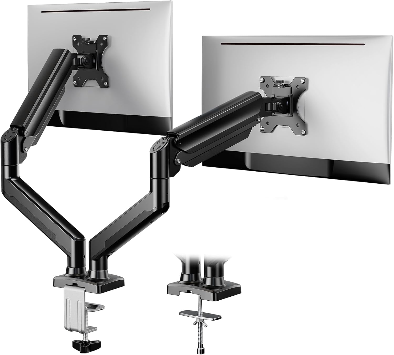 ErGear Dual Monitor Arm Desk Mount for 17 to 32 Inch Screens, Dual Stand for Curved Flat Screens, Double Monitor Arm Support VESA 75/100 mm