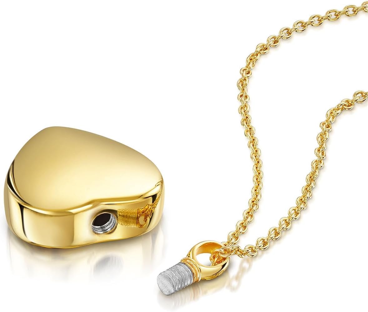 1/10cttw Real Diamonds Gold Urn Necklace for Ashes 10K 14K 18K Soild Gold Cremation Urn Necklace Personalized Memorial Keepsake Necklace for Women