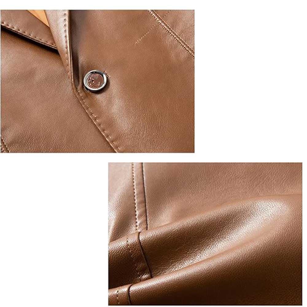 Veste blazer en cuir d'agneau pour homme, coupe classique, doublure boutonnée, style moto avec plusieurs poches