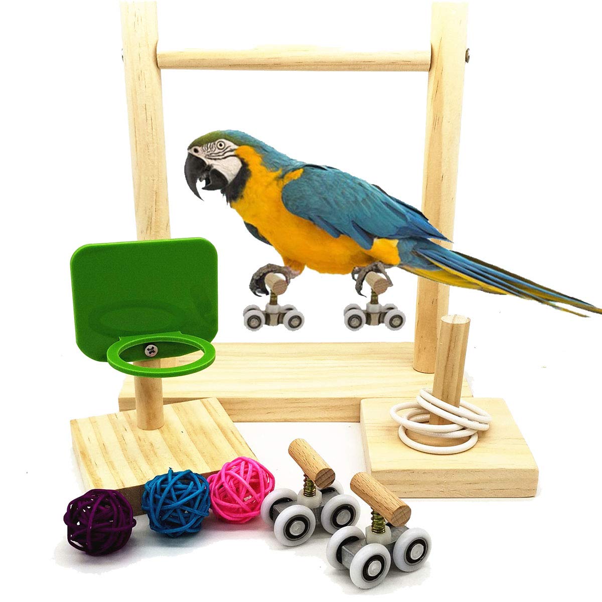 Bonaweite Bird Intelligence Toys, Parrot Interactive Educational Wooden Playing Training Toy Set for Macaw African Grey Cockatoo Cockatiel Eclectus Budgie Lovebirds Conures Parakeet