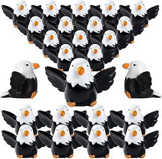 24 Pcs Mini Resin Bald Eagle,Patriotic Bald Eagle Bird Figurines,Wildlife American Bald Eagle Toy Figure,Ornaments for Independence Day Party Outdoor Lawn Garden