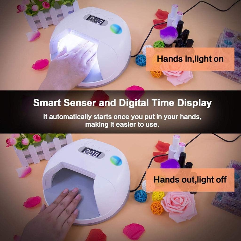 White Nail Light, Lamp Fast Drying Gel Polish with Smart Timer Memor