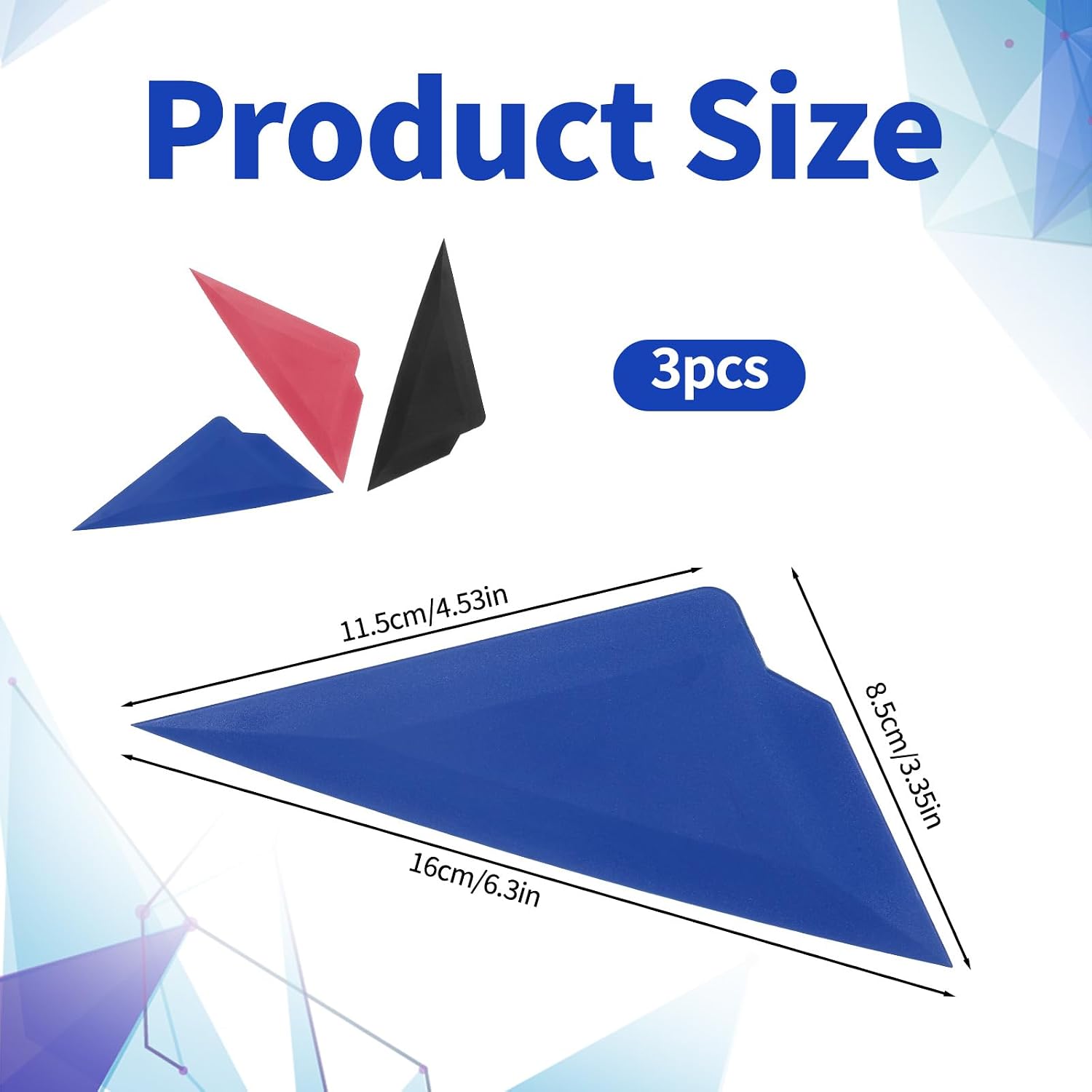 Window Tint Triangle Squeegee Kit, 3Pcs Flexible Micro Vinyl Squeegee for Tight Spaces Wrapping Curves Slot Tint Tool Card Scraper for Car Wrapping Window Tinting Film Installation Application
