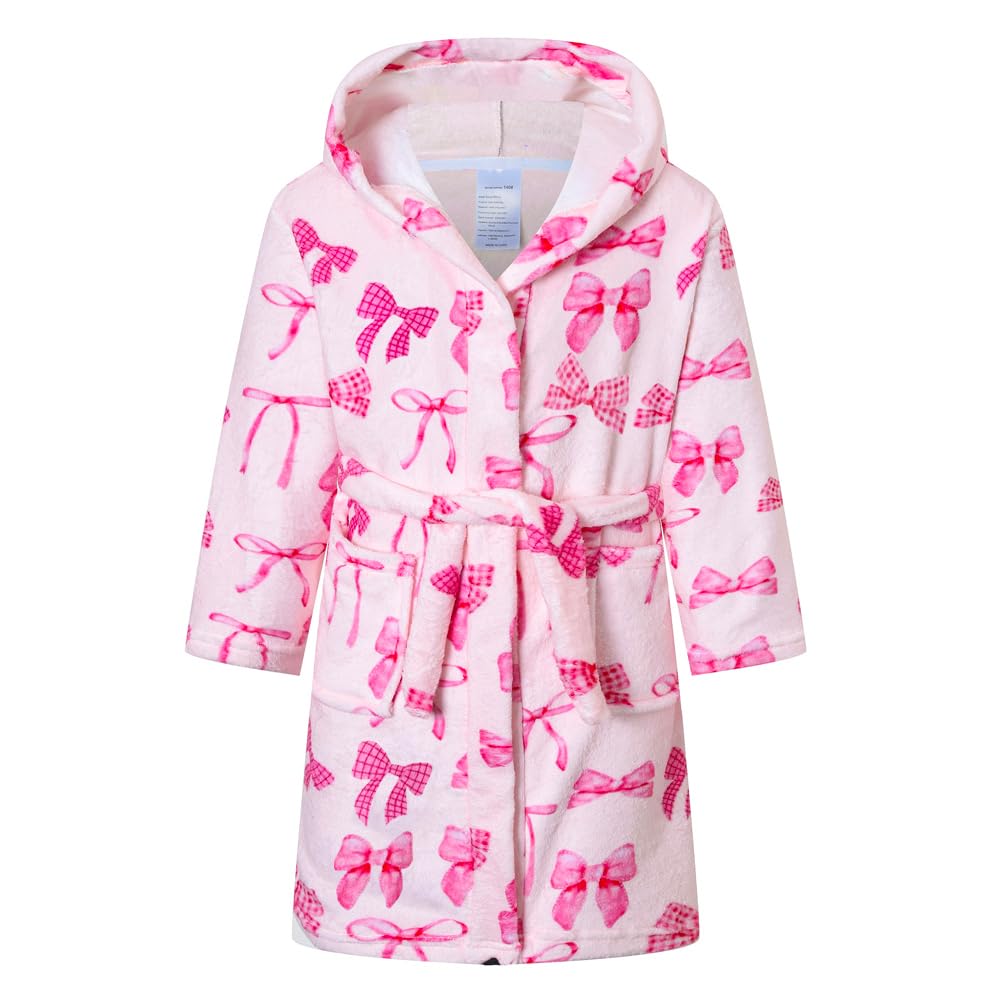 DNggAND Boys Girls Bathrobes,Toddler Boy Girl Robes,Children's Plush Soft Coral Fleece Hooded Pajamas Sleepwear for Kids