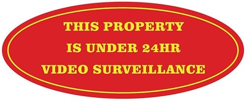 Miniatura 7 de Cartel de vigilancia oval PROPERTY UNDER 24HR - NegroDorado - Mediano (1 unidad)
