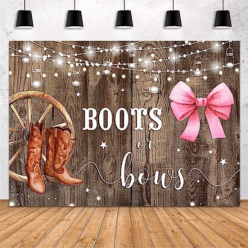 Toile de fond de 3 x 2,1 m bottes ou nœuds pour fête prénatale en bois blanc