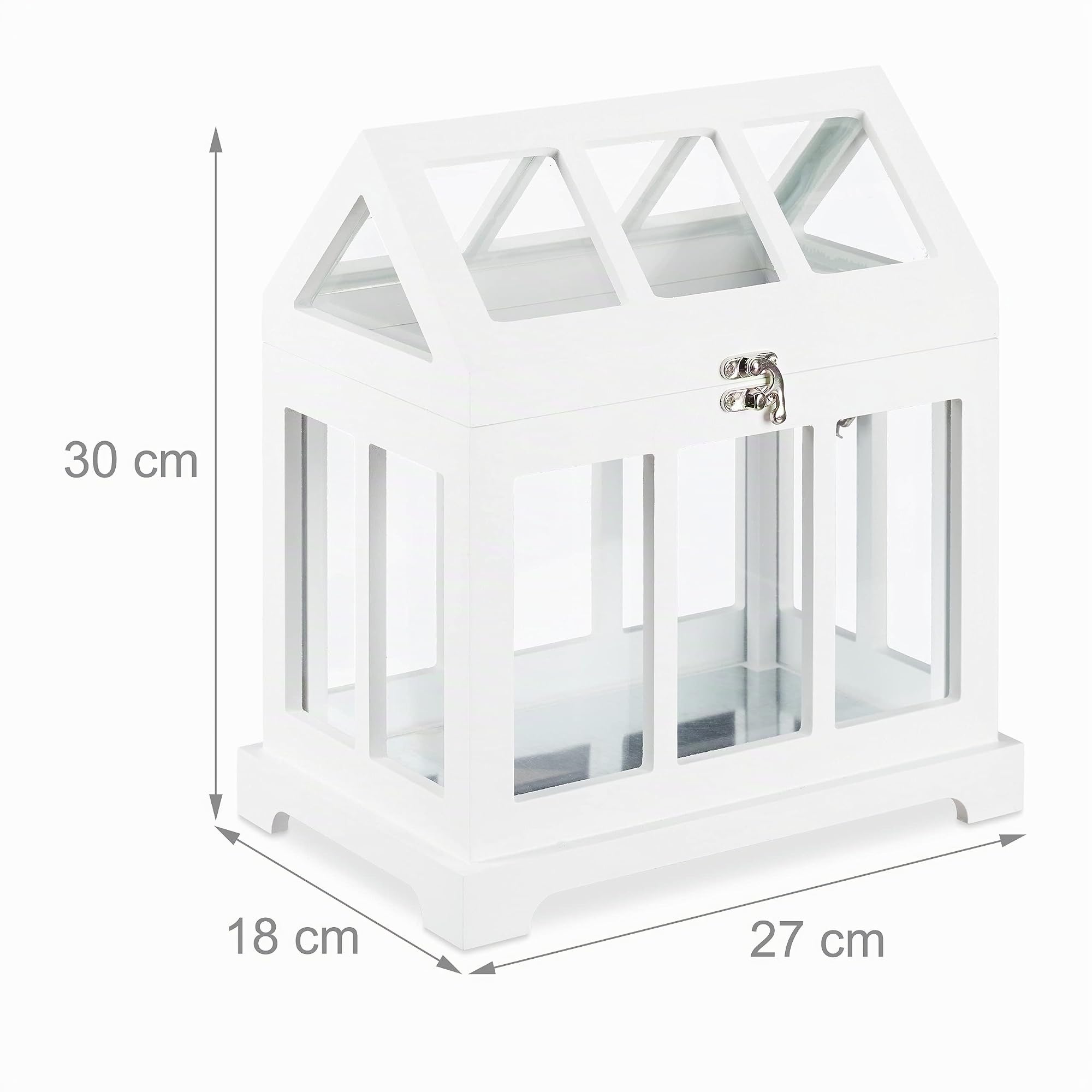 Relaxdays Set 2 Mini Serre da Interni, Legno MDF e Vetro Temperato, 2 Dimensioni, Shabby Chic, anche Decorative, Bianco