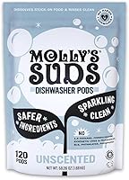 Vista 1 de Molly's Suds Cápsulas para lavavajillas Detergente natural para lavavajillas, corta la grasa y enjuaga limpio (sin residuos) para platos espumosos