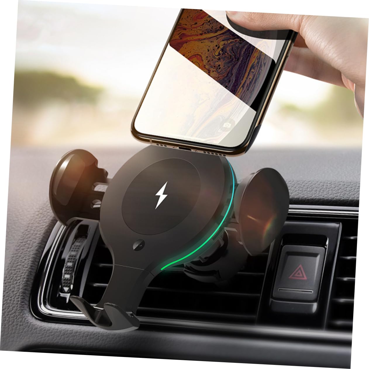 Hemobllo Caricatore 12v Auto per Telefono Supporto Auto Wireless 10w Ventosa e Clip per Bocchetta Abs e Pom