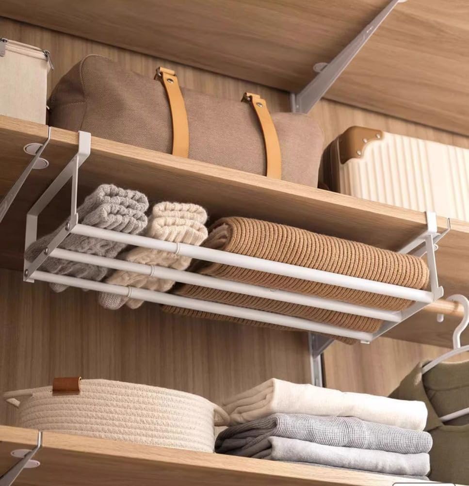 Cabinet Telescopic Shelf Shoes, Expandable Shoe Rack Organizer, Adjustable Shoe Rack & Under Cabinet Shelf, Multifunctional Telescopic for Shoe Clothing Storage,Black,2pcs