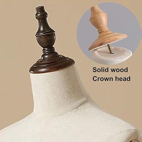 Miniatura 3 de Forma de vestido femenino, maniquí con trípode de madera, cuerpo de torso de altura ajustable, maniquí de ventana de tienda para exhibición y costura