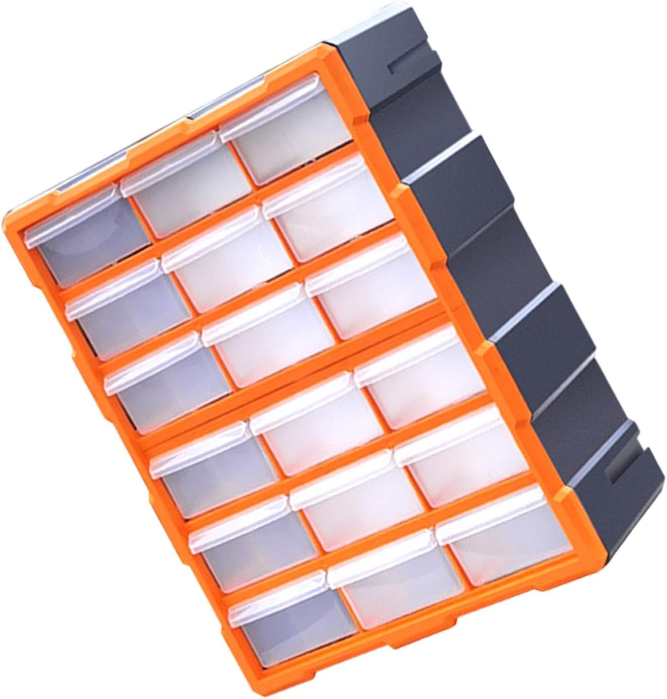 Multi Drawer Organizer for Storage Cabinet with Removable Sections for Tools and Crafts, Orange 18 Drawers