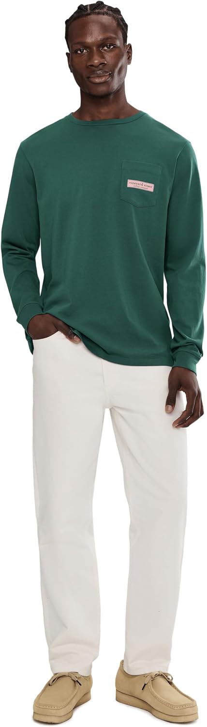Vineyard Vines Mens Classic Logo Box Long-Sleeve Pocket Tee - Image 2