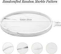 Vista 4 de Luxspire Round Vanity Tray, 10.63 Inch Bathroom Vanity Tray Resin Kitchen Tray, Countertop Organizer Tray for Perfume Dresser Jewelry Candle, Coffee