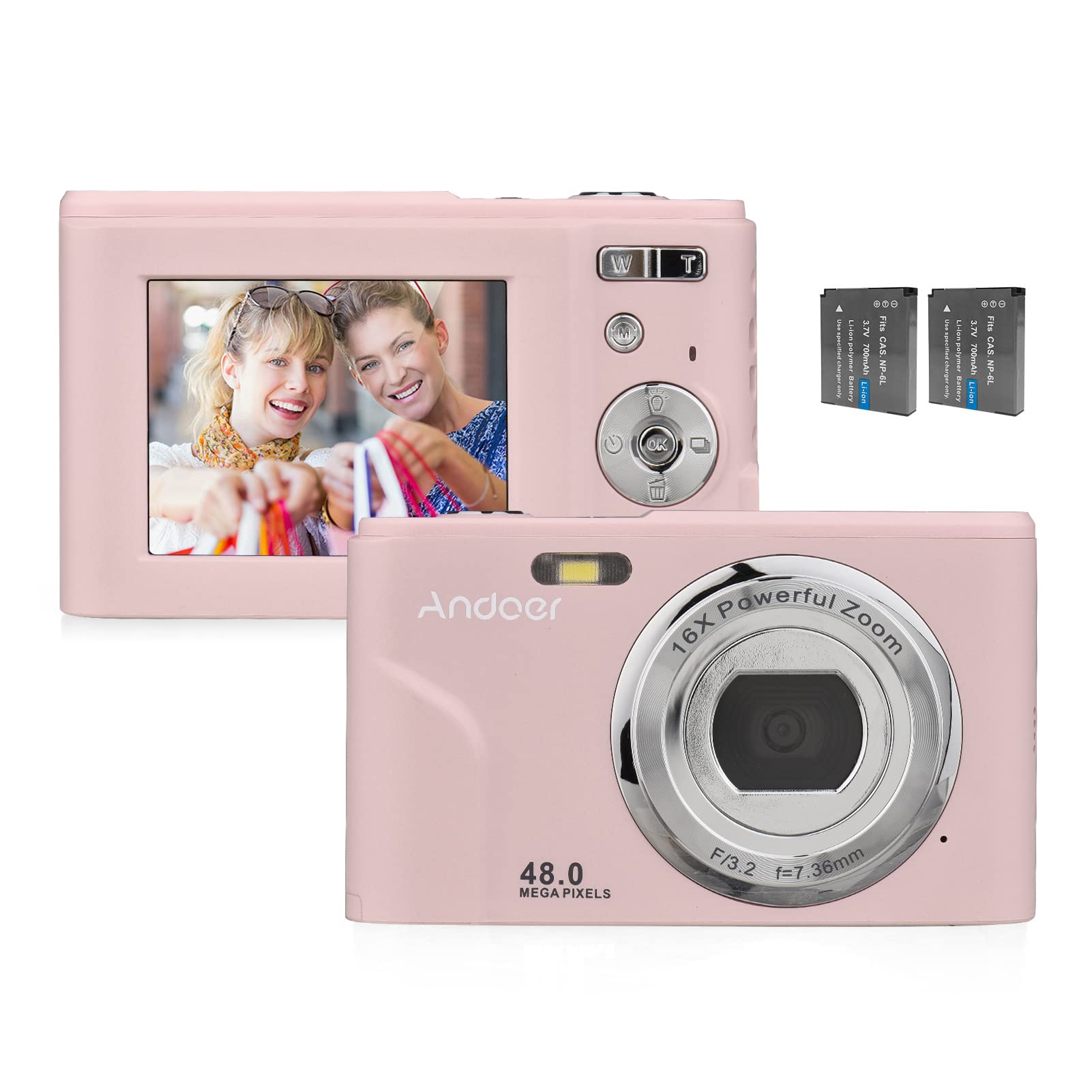 Sponsored Ad – Andoer Portable Digital Camera 48MP 1080P 2.4-inch IPS Screen 16X Zoom Auto Focus Self-Timer 128GB Extended Memory Face Detection Anti-shaking with 2pcs Batteries Hand Strap Carry Pouch
