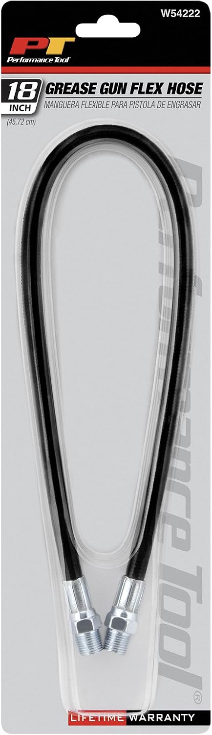 Performance Tool W54222 18-Inch Grease Gun Extension Hose - For Hard to Reach Areas - 3,000 PSI Working Pressure - 1/8-Inch NPT