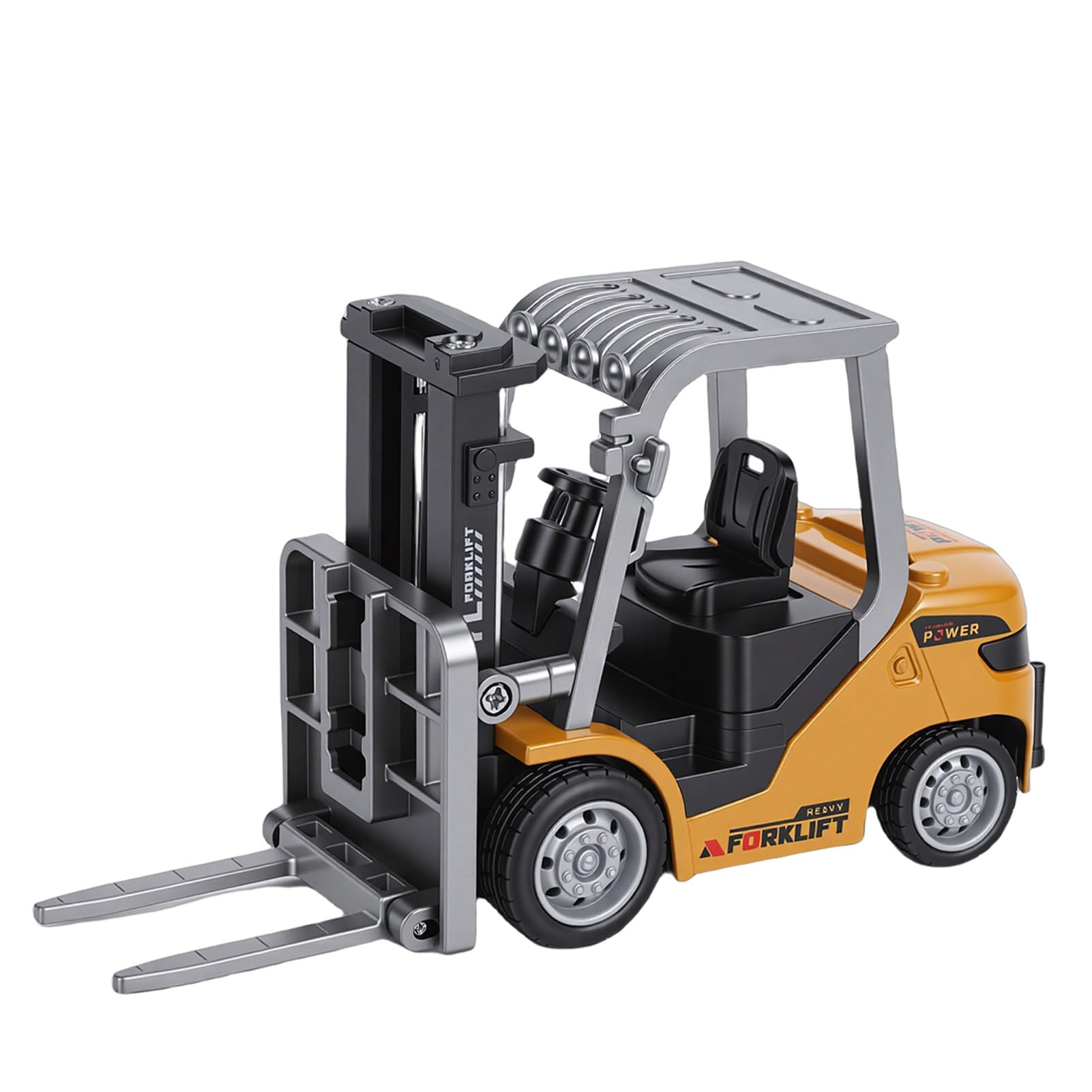 Cocoarm 1/64 RC Juguete de Carretilla Elevadora Carretilla Elevadora de Control Remoto con Palanca de Mando Multidireccional de 8 Canales para Juego de Construcción Infantil