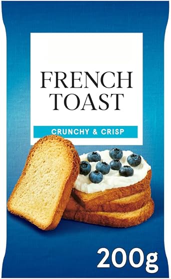 French Toast Crunchy Crisp Toasts, 200g, Double Baked, Dense Bread, for Sweet and Savoury Toppings