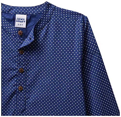 Image of Amazon Brand - Jam & Honey Regular Boys Kurta Sets PJ-SLUB Cobalt Blue 9-10 Years