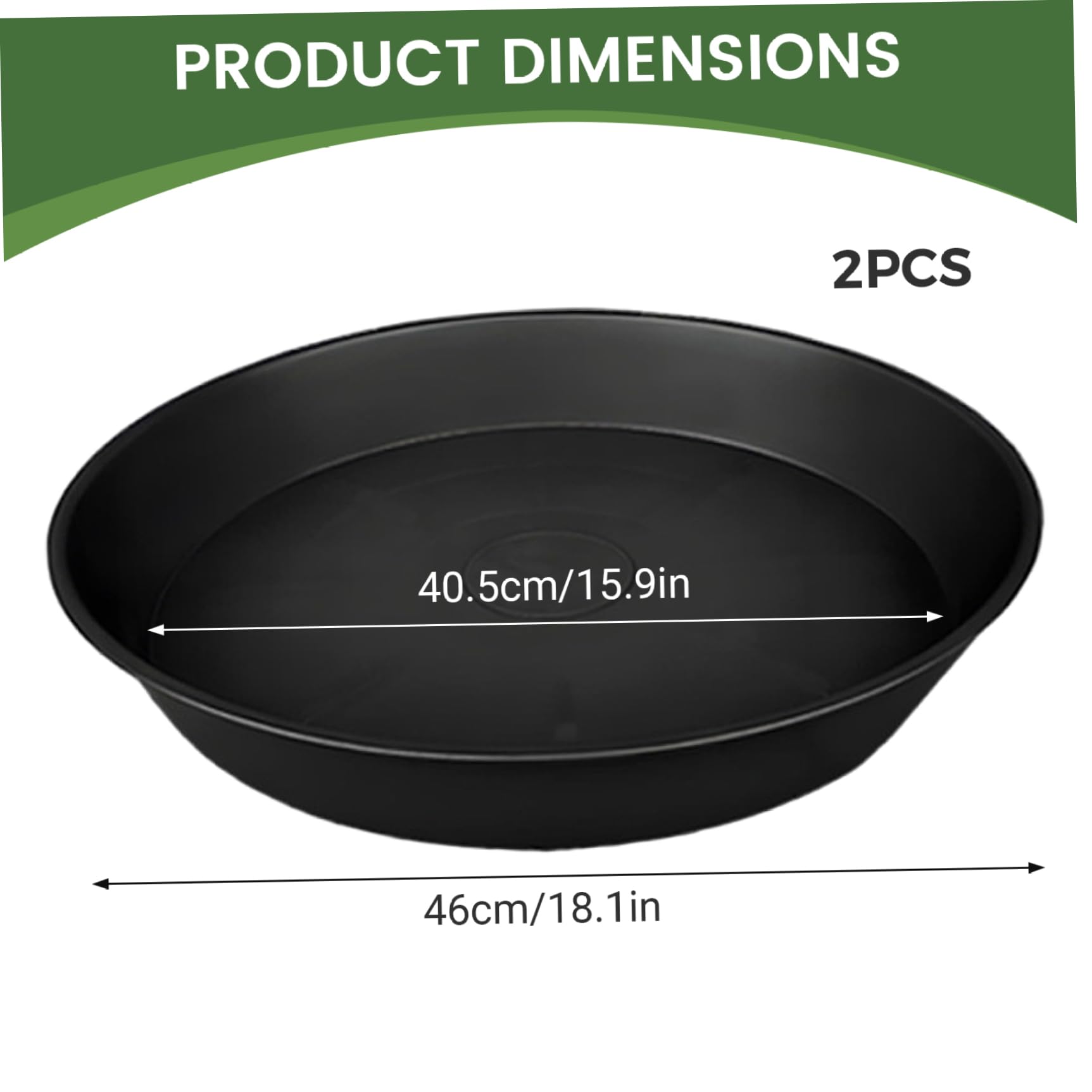 Lot de 2 Plateaux collecteurs d'eau pour Plantes de 45, 7 cm en Plastique Robuste, soucoupes pour Pots Fleurs, Grandes soucoupes pour Plantes d'intérieur et 'extérieur, Plateau Drainage