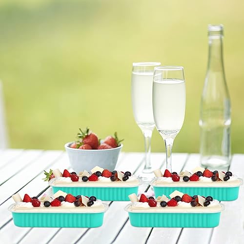 Miniatura 11 de LNYZQUS Mini moldes para pan con tapas, paquete de 50 moldes rectangulares de papel de aluminio de 6.8 onzas, recipientes de latas, moldes