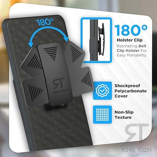 Miniatura 3 de Funda diseñada para Motorola Edge Plus 2022  Plus 5G UWEdge Pro 30 - XT22011 con funda de clip para cinturón, funda con función atril, color negro
