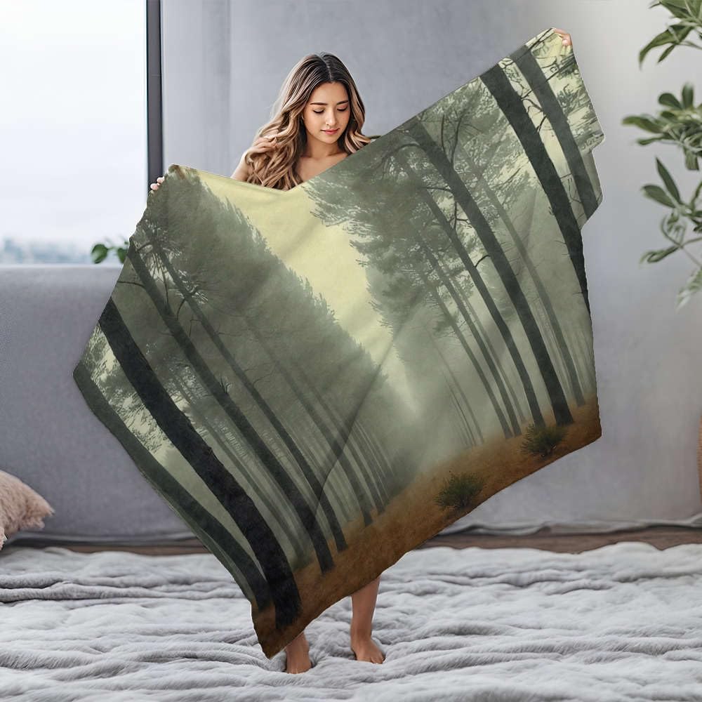 Couverture maman forêt brumeuse pour des moments de tendresse au lit