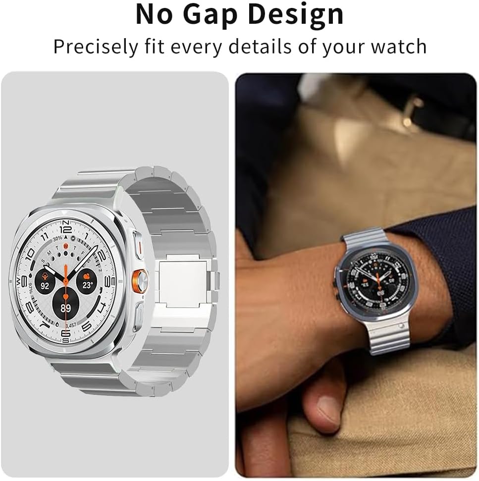 Titanium Magnetic Bands Compatible with Galaxy Watch Ultra 47mm (2025/2024), No Gap Design Titanium Metal Strap Wristband Accessory for Galaxy Watch 7 Ultra 47mm